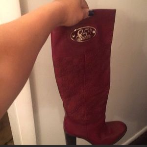 Authentic Gucci red leather gg monogram boots🔥